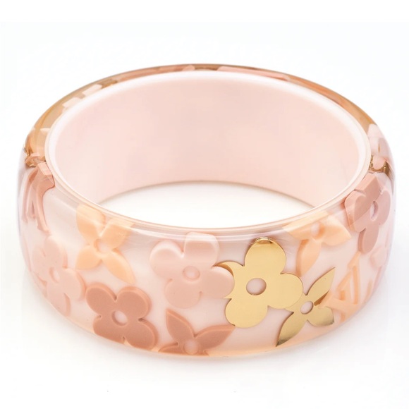 Louis Vuitton Inlay Lucite Logo Pink Bangle - Picture 5 of 9